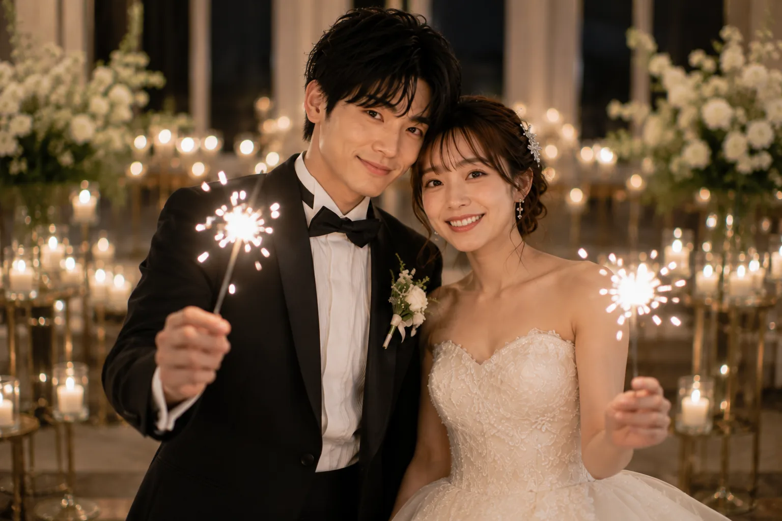 Wedding Page の見本。新郎新婦の写真の上に名前が大きく入った表紙